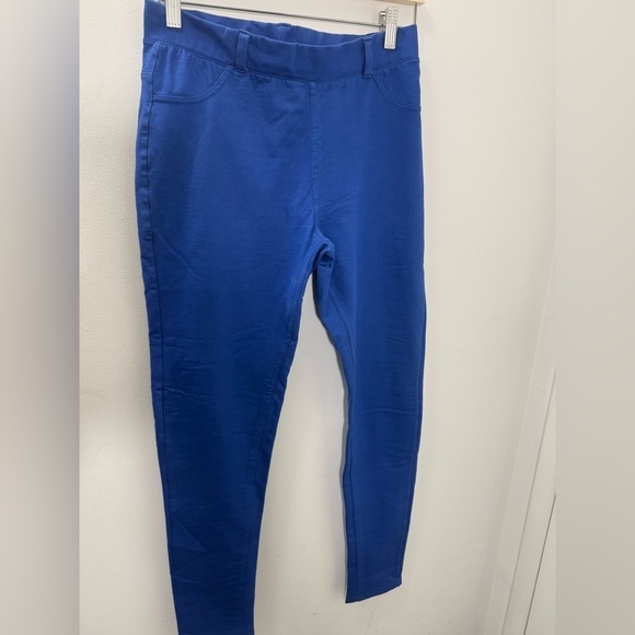 Woman's Mid-Rise Stretch Pull-On Ankle Pant Blue Slim Pockets Comfort Waistband - Picture 2 of 10